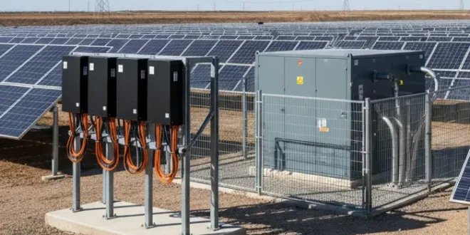 ipari napelem inverter telepítése egy napelem parkba
